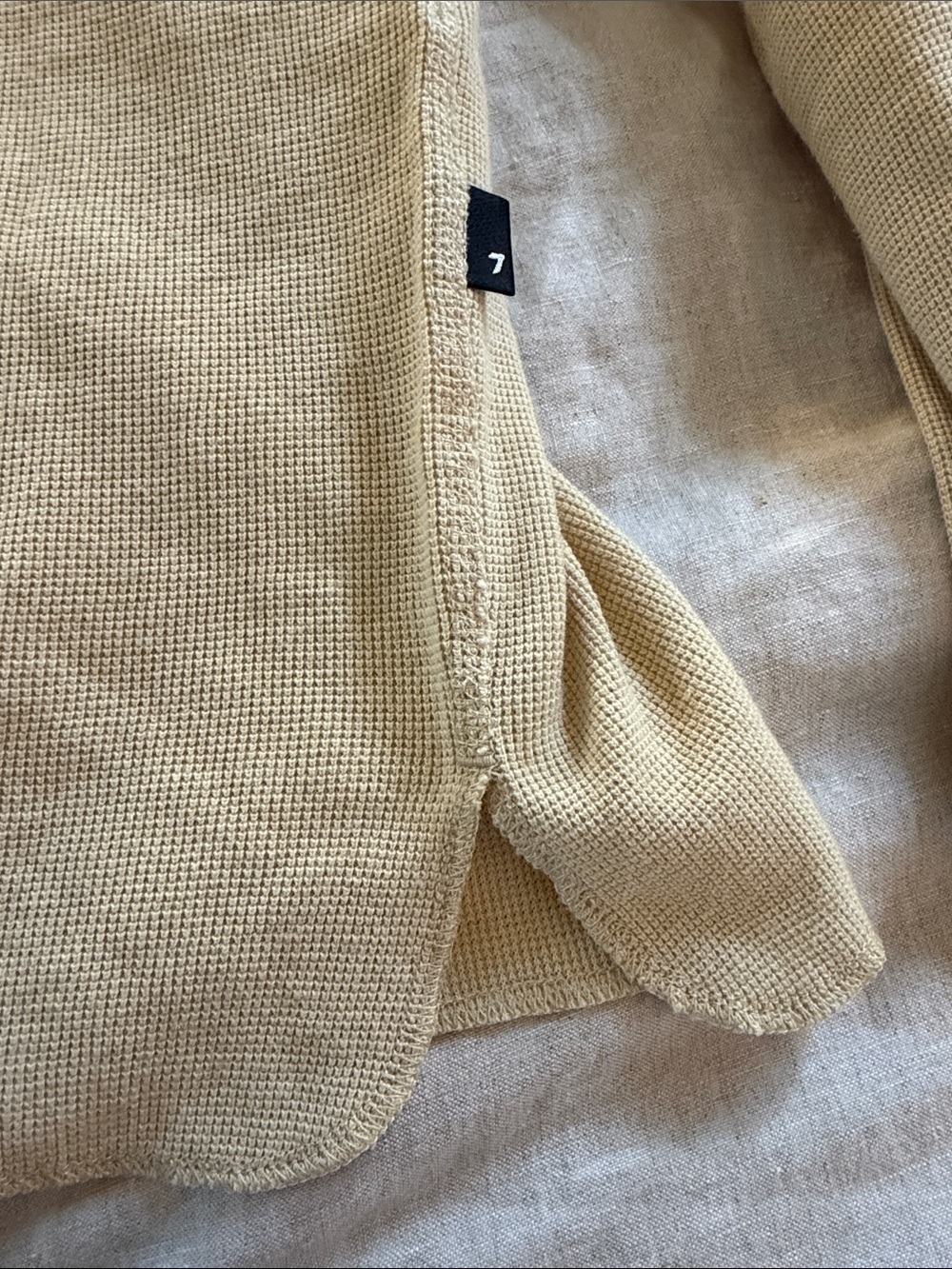 7 For All Mankind Long Sleeve Henley in Light Beige - Picture 8 of 12